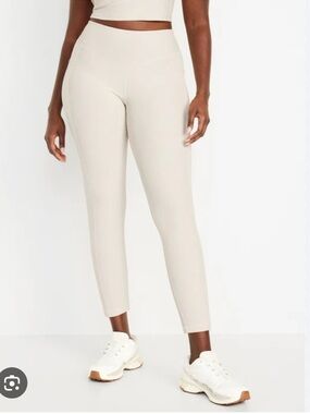 Old Navy High-Waisted PowerSoft Ribbed 7/8 Leggings Bone